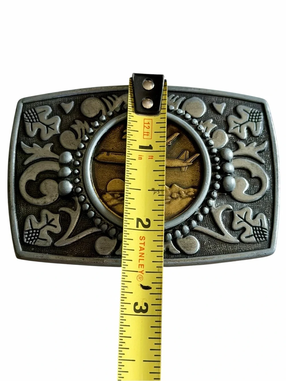 Vintage Boeing 757 Pewter & Brass Collectible Unisex Belt Buckle